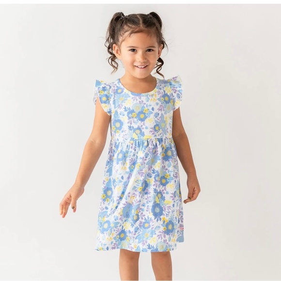 RuffleButts Girls Pristine Blooms Flutter Knit Dress - Picture 2 of 9